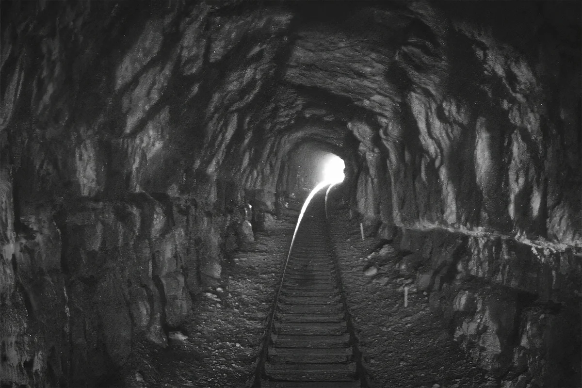 Inside a rail tunnel.