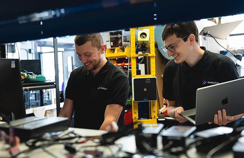 One Big Circle employees working in the lab.