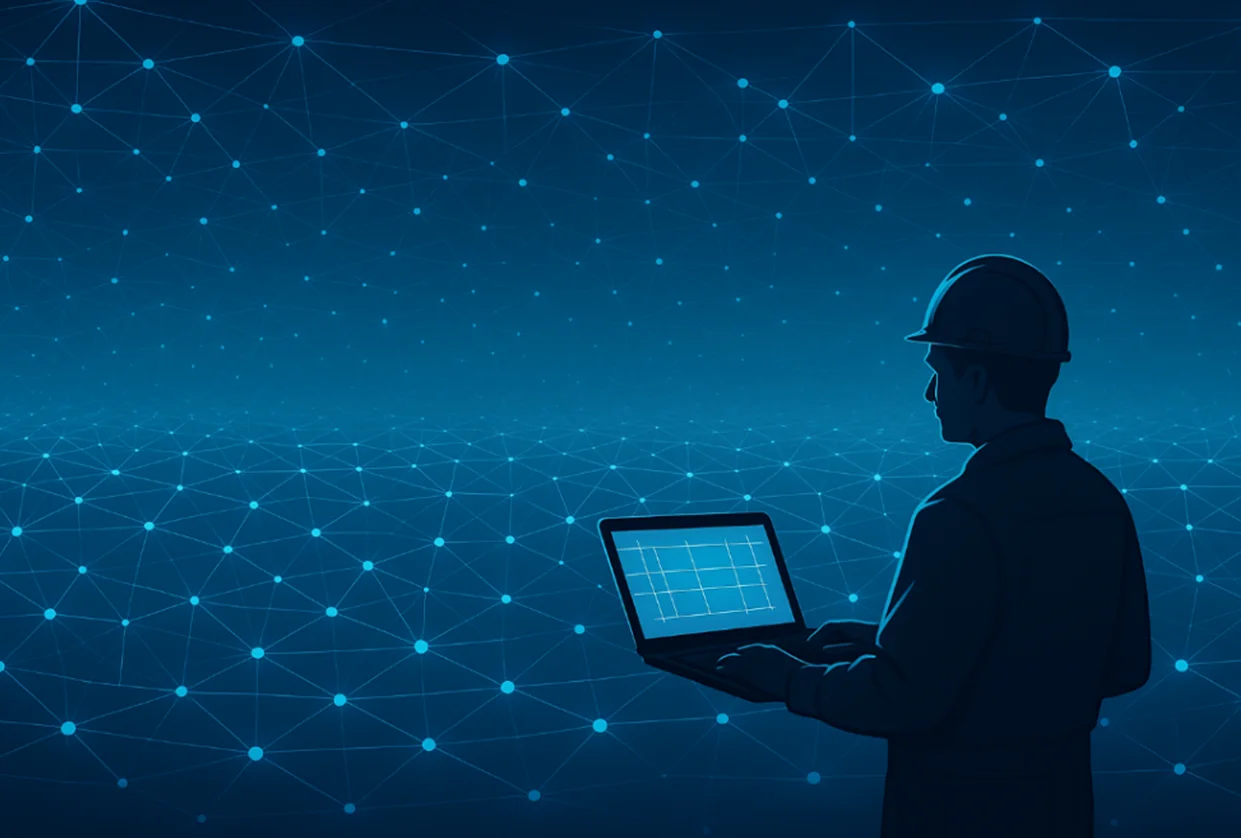 Illustration of data on laptop.