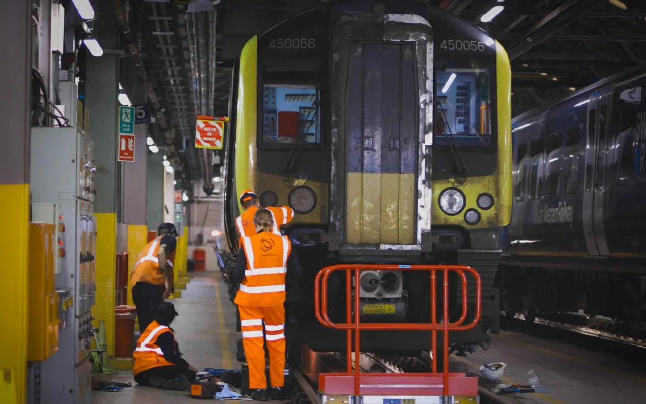 Camera train install in a depot.