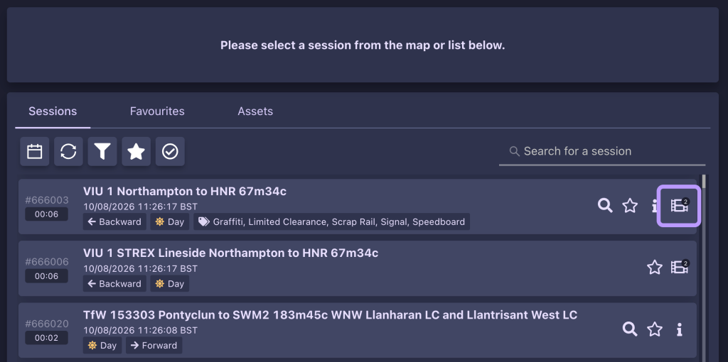 Screenshot showing how to determine the number of video types for a session in the AIVR Platform