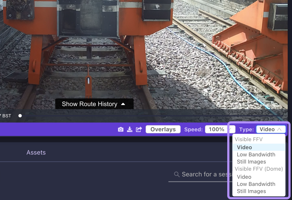 Screenshot showing how to change video types in the AIVR Platform