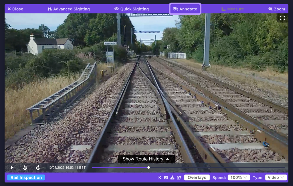 Screenshot showing how to access annotations in the AIVR Platform