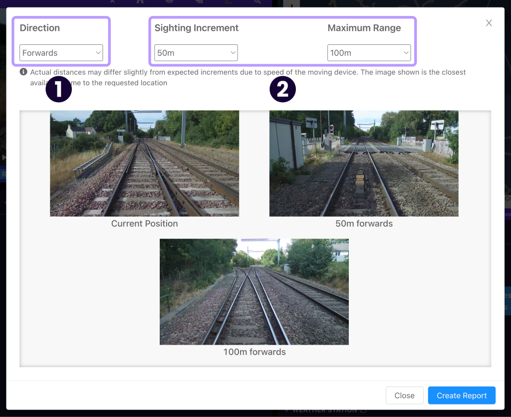 Screenshot demonstrating the advanced sighting settings in the AIVR Platform