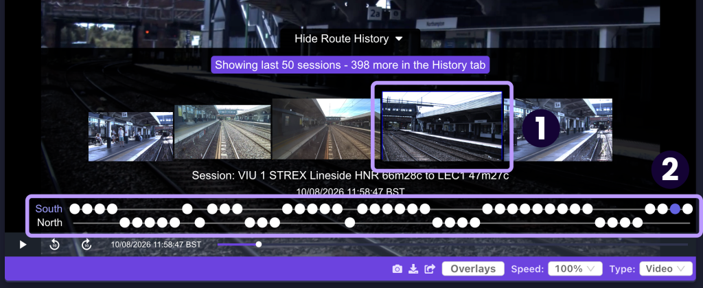 Screenshot demonstrating the Route History tab functionality in the AIVR Platform
