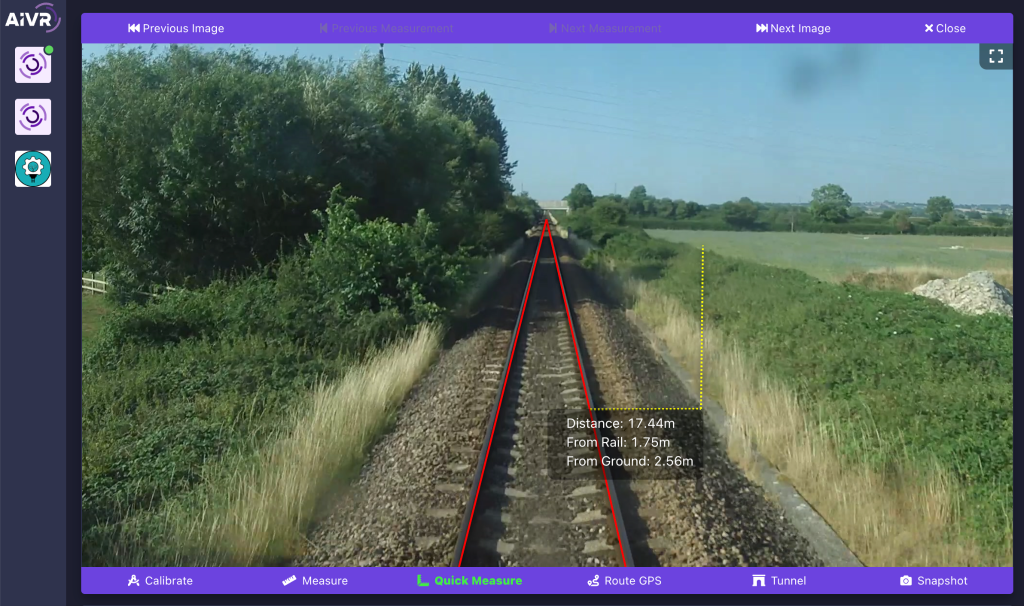 Screenshot demonstrating the quick measure tool in the AIVR Platform