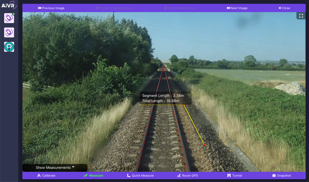 Screenshot showing measurements being made in the AIVR Platform