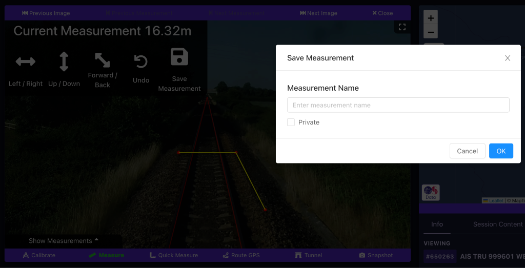 Screenshot of a measurement being saved in the AIVR Platform