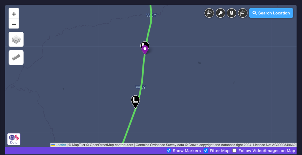 Screenshot demonstrating how measurements are displayed in the map panel of the AIVR Platform