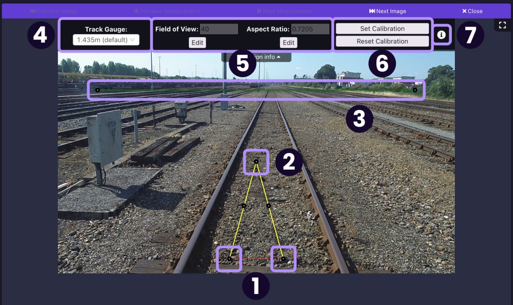 Screenshot showing the measurement calibration controls in the AIVR Platform