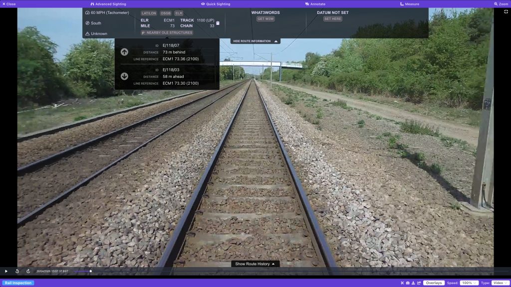 Screenshot demonstrating the nearby OLE structure navigation tool in the AIVR Platform's fullscreen mode